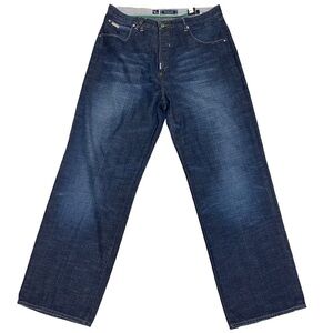 Lifted Research Group Blue Jeans Mens 40x34 Dark‎ Wash Denim Button Fly Straight